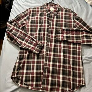 Club Monaco Red and Black Casual Button Down Shirt